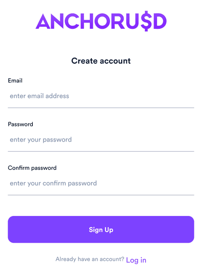 signing up on anchor usd app